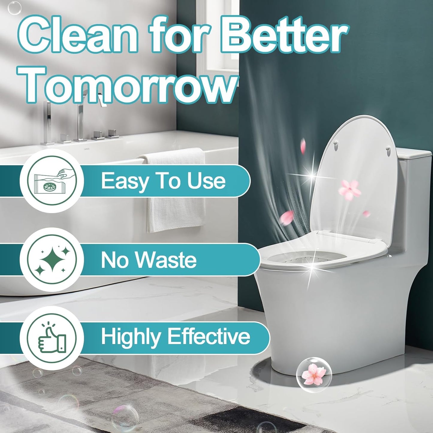 Msvvko Toilet Bowl Cleaner Tablets Blue Toilet Tank Cleaners, Septic-Safe Hard Water Stain Remove, Bathroom Automatic Toilet Cleaning & Deodorizer, Fresh Scent - 30 Tabs