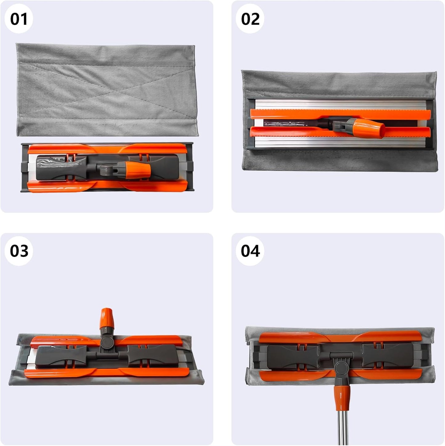 57-inch Microfiber Flat Mop with Stainless Steel Telescopic Handle and 4 Washable Mop Pads for Wet and Dry Cleaning of Hardwood, Tile, Laminate, and Vinyl Floors Scratch-Resistant Professional Mops