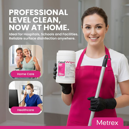 Metrex CaviWipes Disinfecting Towelettes – Durable Non-Woven Disinfecting Wipes for Hard, Non-Porous Surfaces in Healthcare & Laboratory Settings, Pre-Saturated with CaviCide – 160 Wipes