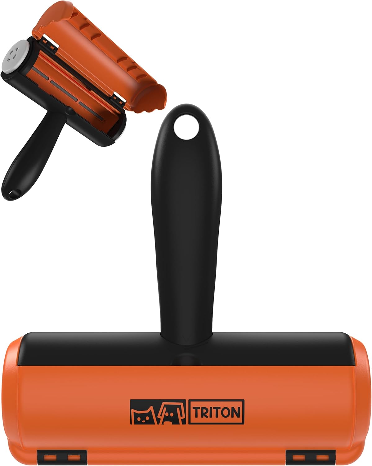 Triton Pet Hair Removal Tool w/Fur Trapping Compartment and Detachable Handle, 60% Smaller Storage Size, Reusable Shedding Roller, Cat and Dog Hair Remover for Car, Furniture, Carpet (Gray/White)