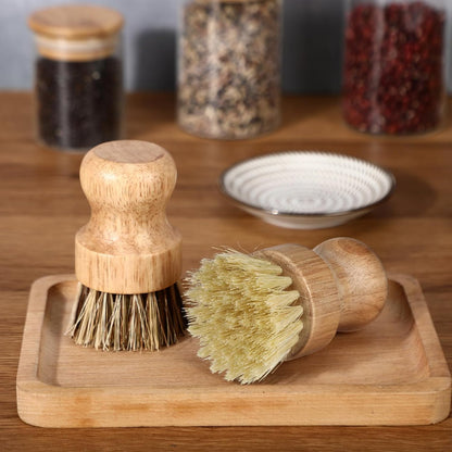 Nuenen 12 Packs Bamboo Dish Scrub Brushes Wooden Scrubbers Set Kitchen Dishwashing Scrubber with Natural Sisal Bristles for Iron Pot Pan Sink(Sisal)