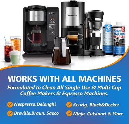 Coffee Machine Cleaner Descaler Tablets 34 Pack, Coffee Maker Cleaner for Keurig, Ninja, Breville, Delonghi, Nespresso, Miele,Espresso Machine Cleaning Tabs,Descaling Solution for Coffee Pot Maker