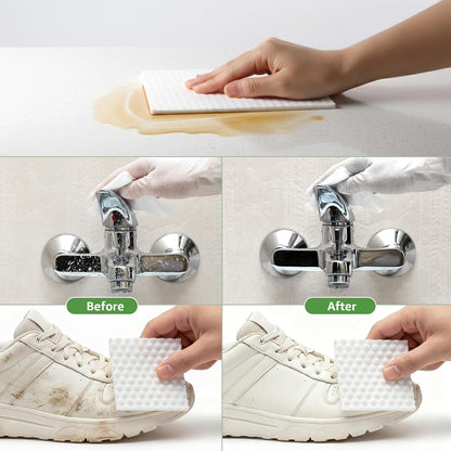 20 Pack Magic Eraser Sheets, 4X High Density Melamine Sponge Scrubber with Textured Dots, Thin Flexible Cleaning Pads for Faucets, Kitchen, Shoes & Tight Spaces (7x7 inch)