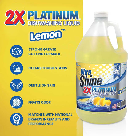 Ultra Shine 3X Platinum Bulk Dishwashing Liquid, Powerful Grease Remover, 5-Gallon - Concentrated Dish Cleaner Soap for Commercial Kitchens, Restaurants & Home Cleaning, Gentle on Hands & Skin