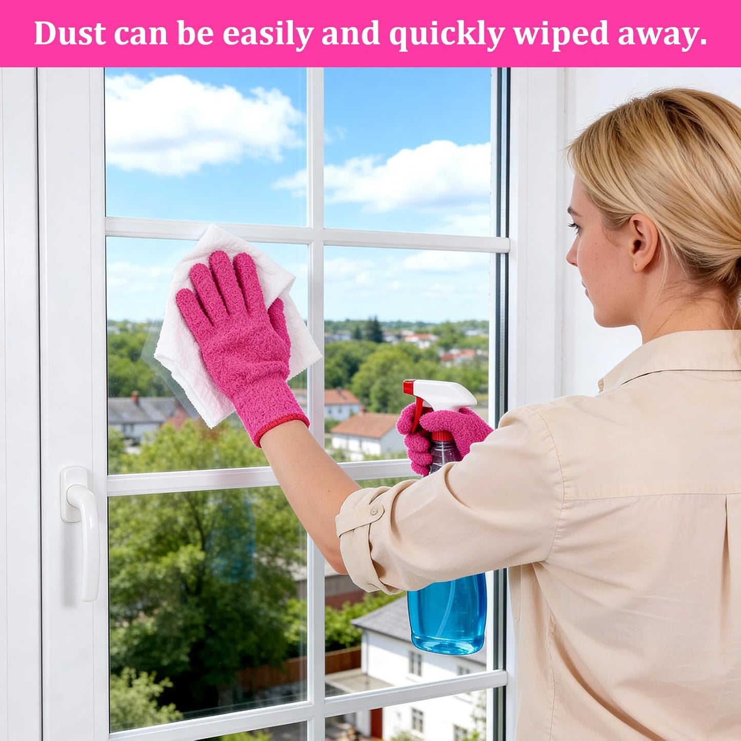 Abeillo Microfiber Gloves for Plants Dusting Cleaning, Reusable Washable Cleaning Gloves Mittens House Cars Blinds Dusting