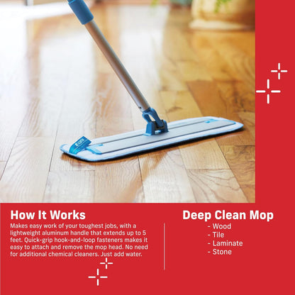 E-Cloth Deep Clean Mop, Microfiber Mop, Perfect Floor Cleaner for Hardwood, Laminate, Tile and Stone Flooring, Washable and Reusable, 100 Wash Promise