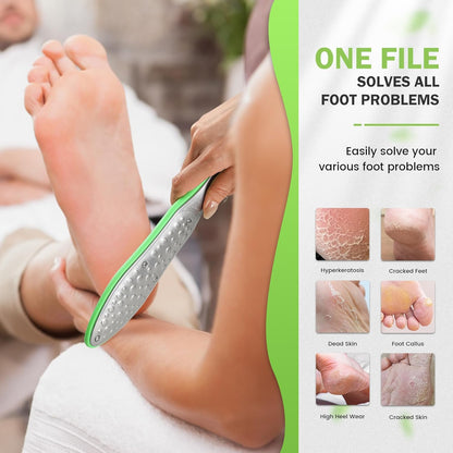 BEZOX Foot File Callus Remover, Double Sided Foot Scrubber for Dead Skin, Stainless Steel Pedicure File for Cracked Heel W/Cloth Storage Bag & Gift Box