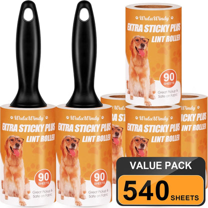 WulaWindy Lint Roller for Pet Hair, Extra Sticky Lint Rollers Pet Hair Remover for Clothes, Work Great on Pet Hair Value Pack (4 Pack)