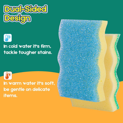 LAUNDRYLUX Scrub Sponge, Dual-Sided Temperature-Responsive Scrubber - Non-Scratch - Multipurpose Dish Sponges for Kitchens, Bathrooms, and Outdoor Use - 3 Pack