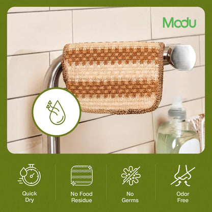 Modu 6 Pack EcoCorn Dish Sponges Scrubbers – 100% Corn Fiber, Biodegradable Kitchen Scrub Pads for Multipurpose Household Cleaning, Odor-Free, Plastic-Free Kitchen Mesh Net (Thin & Foamy 6 Count)