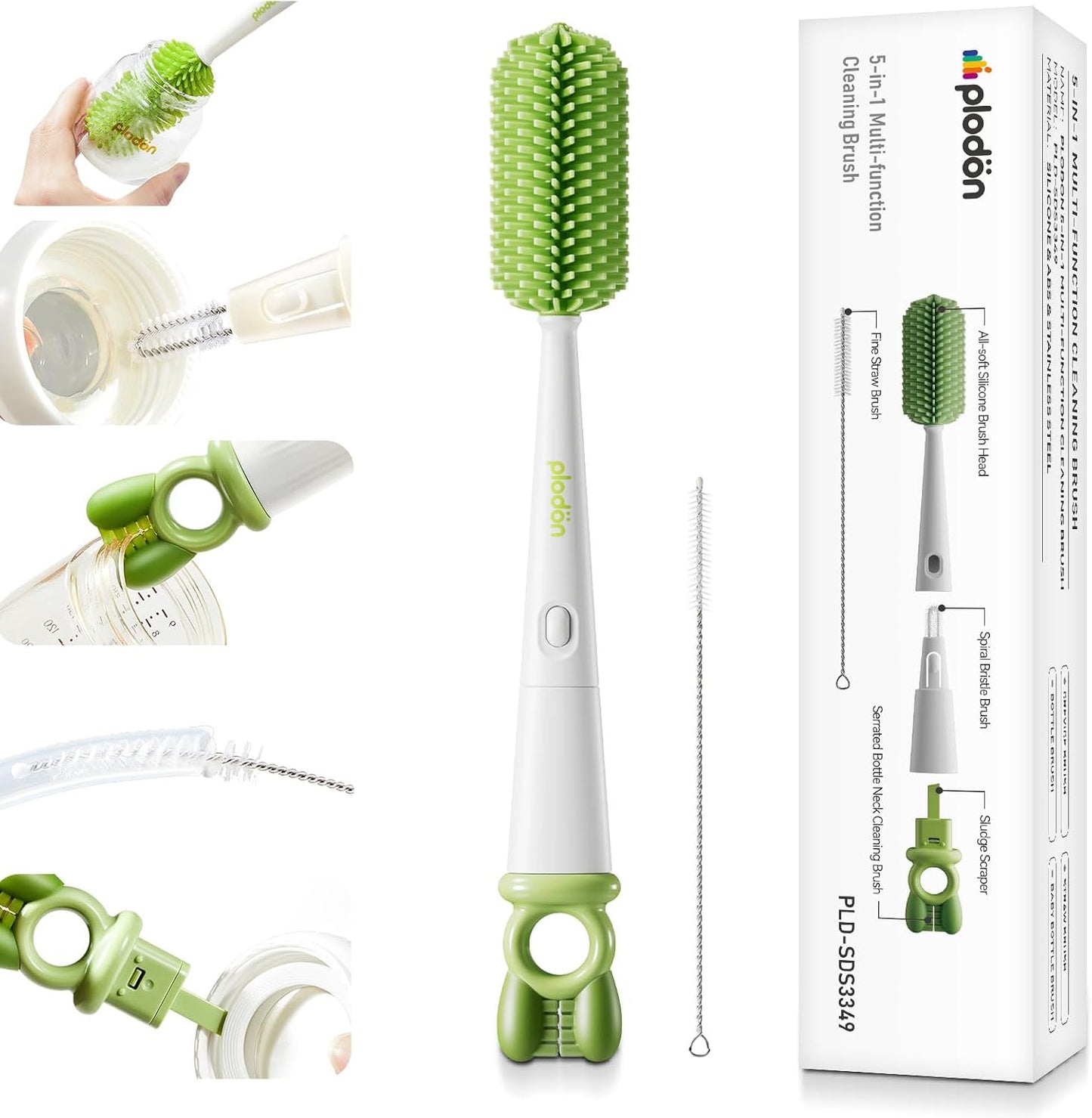 5-in-1 Silicone Baby Bottle Brush Set with Straw Cleaner, Flexible 90° Bendable Bottle Cleaning Kit for Nursing, Sports Bottles, Dishwasher Safe, BPA-Free, Kitchen & Travel