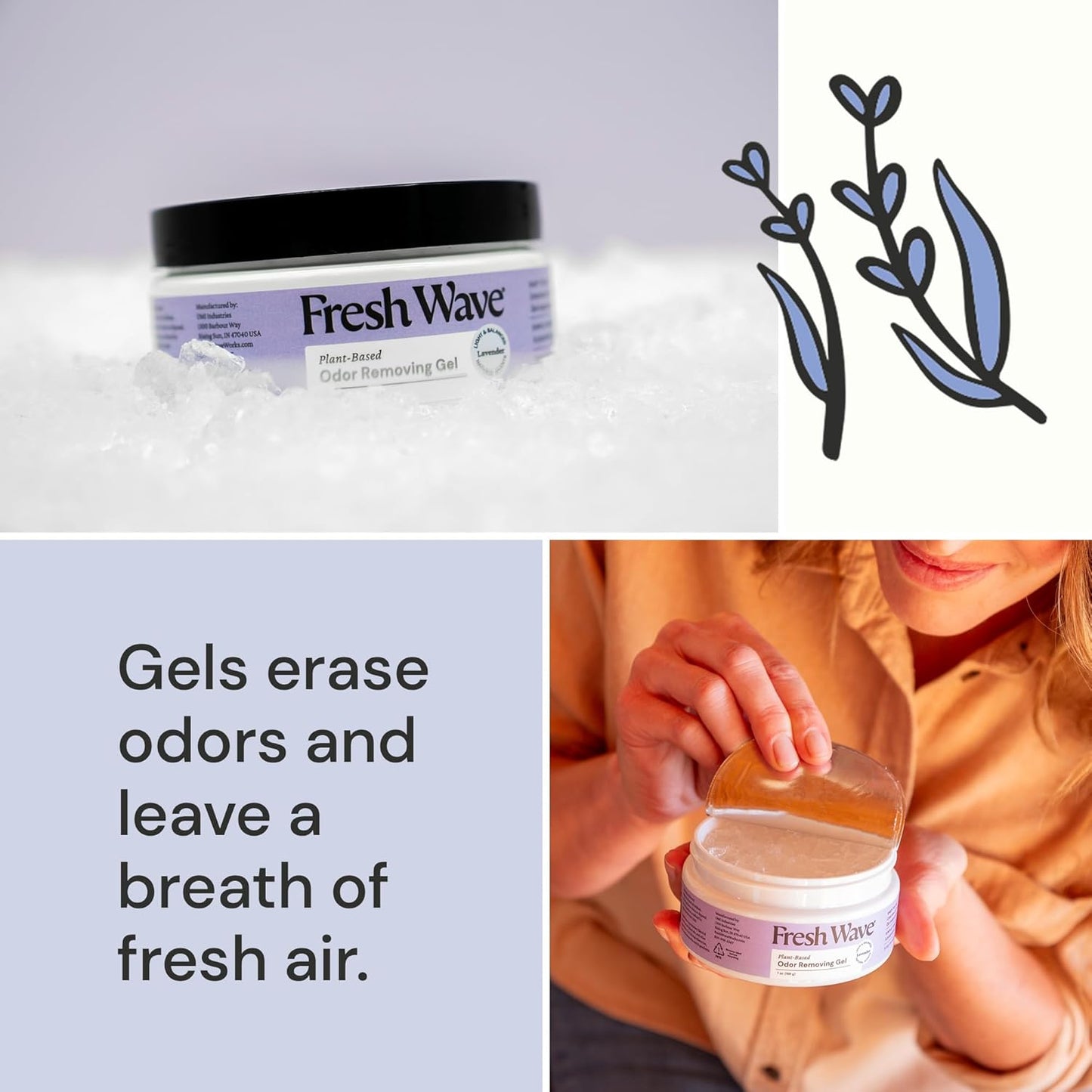 Fresh Wave Odor Removing Gel, 7 oz., Pack of 3 - Odor Absorbers for Home, Safer Odor Relief, Natural Plant-Based Odor Eliminator, Every 7 oz. lasts 15-30 Days, For Cooking, Trash & Pets
