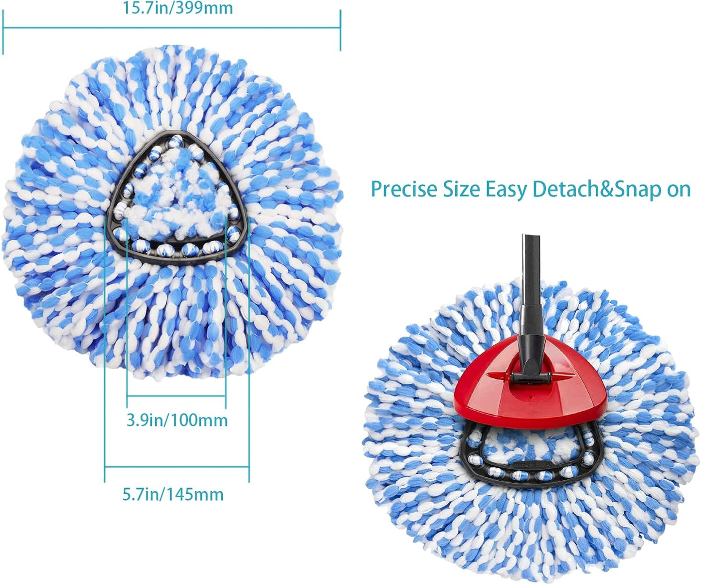 4 Pack Mop Replacement Heads for O-Ceda EasyWrin Spin Mop, Microfiber Spin Mop Refills, Easy Cleaning Mop Head Replacement