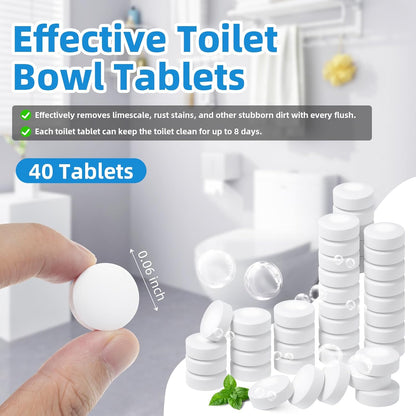 G · PEH 40 Pack Toilet Bowl Cleaner Tablets, Automatic Toilet Bowl Cleaners Effortless Maintenance for High-Traffic & Residential Bathrooms, Fresh Toilet Deep Cleaning Limescale