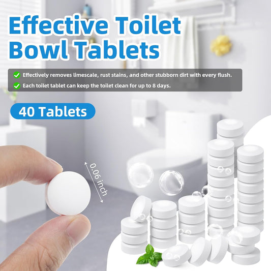 G · PEH 40 Pack Toilet Bowl Cleaner Tablets, Automatic Toilet Bowl Cleaners Effortless Maintenance for High-Traffic & Residential Bathrooms, Fresh Toilet Deep Cleaning Limescale