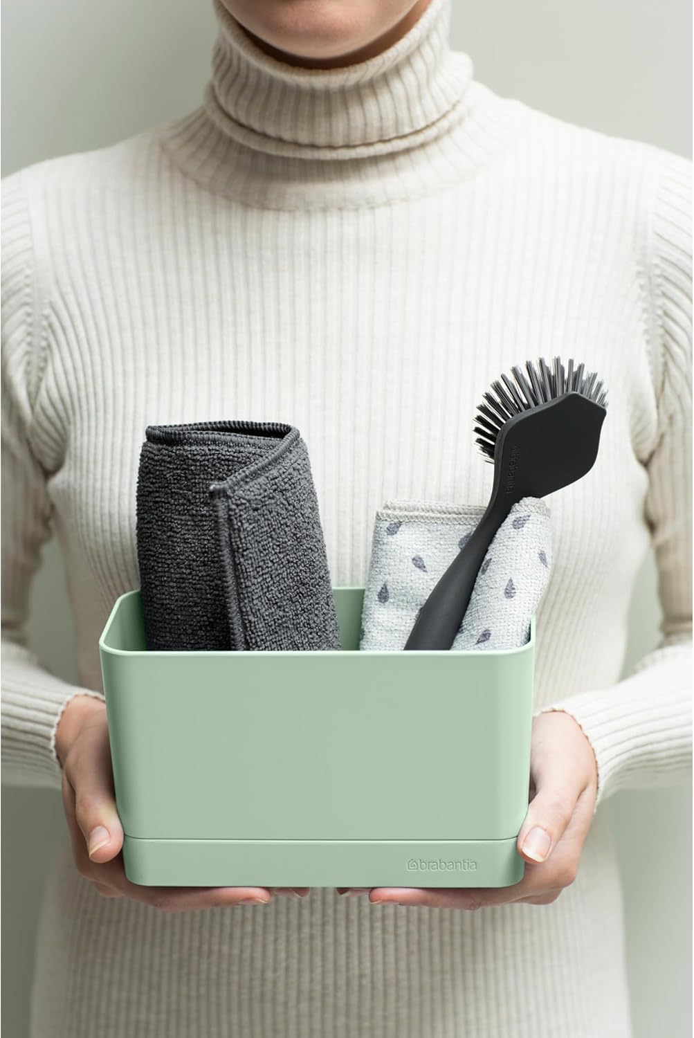 Brabantia Sink Organiser (Dark Gray) Non-Slip, Non-Scratch Kitchen Countertop Storage Caddy for Dish Brush, Soap, Cloths