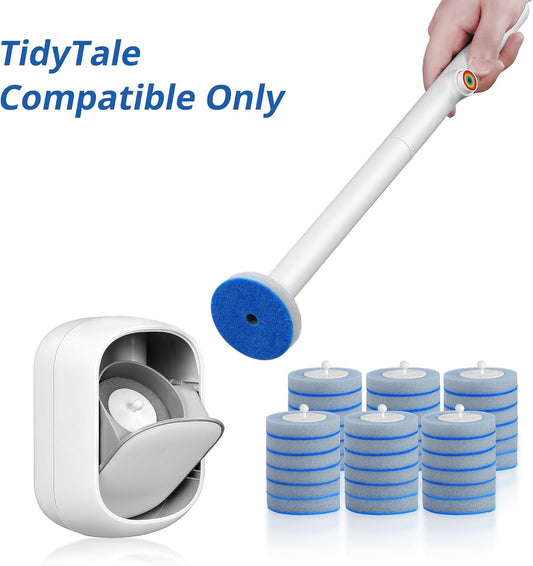 Disposable Toilet Cleaner Wand and Holder Set, Wall Mounted Toilet Bowl Brush Kit with 12 Refill Heads, Hygienic Toilet Cleaning System for Bathroom and RV