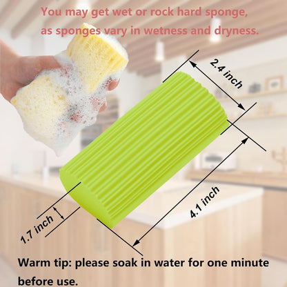 6-Pack Damp Clean Duster Sponge,Magic Sponge Eraser for Housekeeping,Reusable Cleaning Sponge for Blinds,Vents,Mirrors,Glass, Baseboards,Window Track Grooves and Railings (Green)