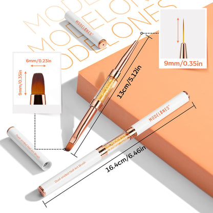 Modelones Nail Art Brushes Set, Nail Brush kit Gel Polish, Extension Gel, Liner, Clean up, Carving, Apex Building, Dotting Pens Professional Tools for Drawing Painting 3D Design Salon & DIY Use