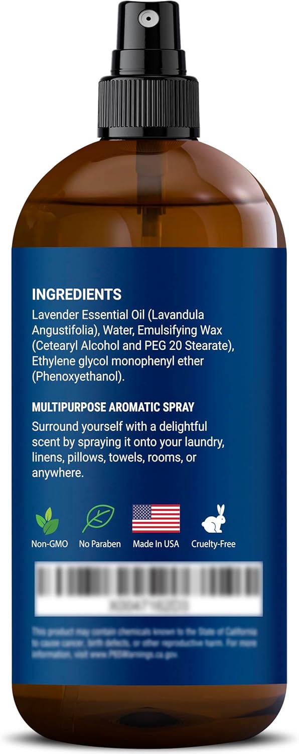 Lavender Linen Spray 8 fl oz - Refreshing Fabric Refresher & Pillow Spray for Bedding, Bed Sheets & Room - Soothing Room Mist - Nexon Botanics