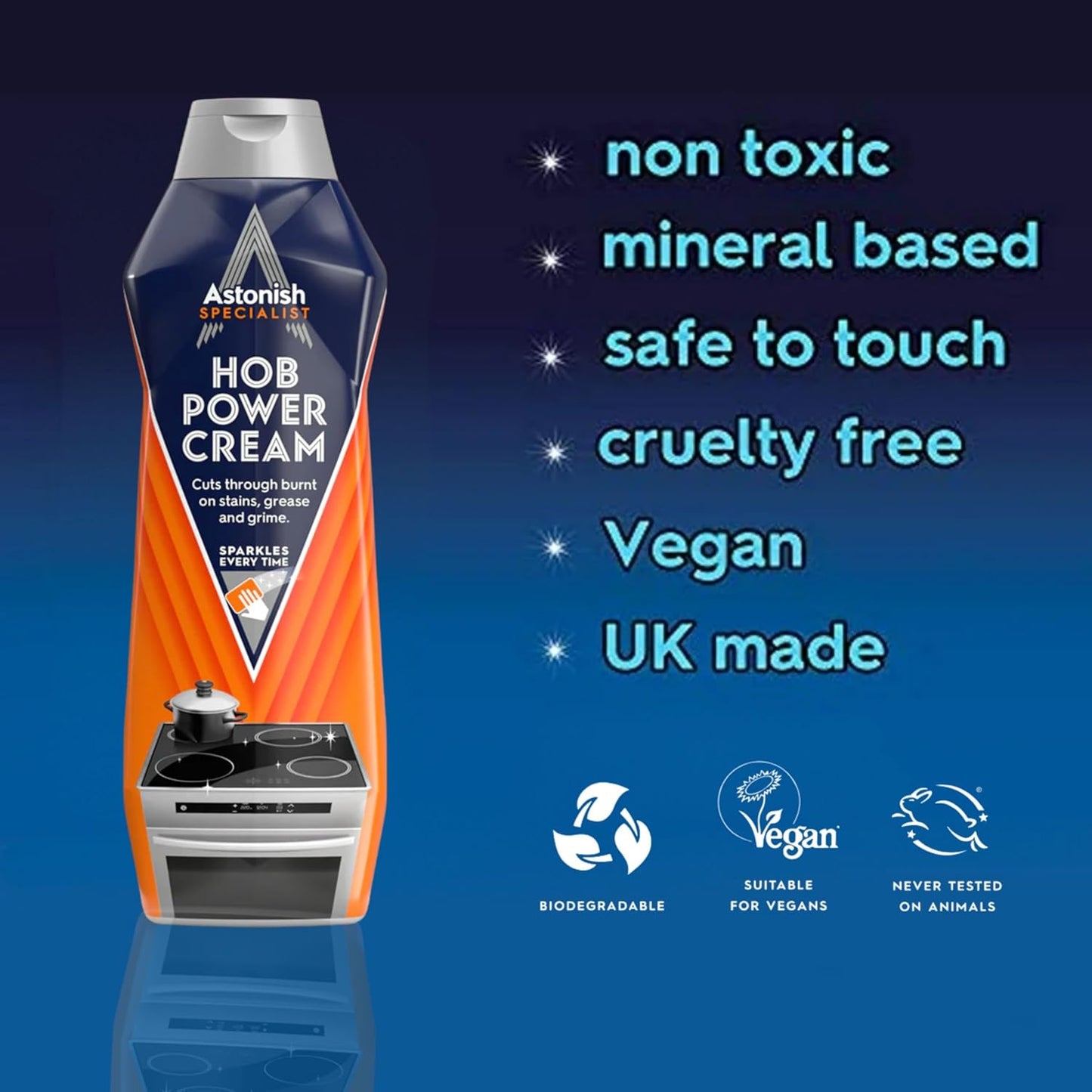 Astonish 500ml Specialist Hob Cleaner Zesty Lemon Cream for Electric Stovetops - Microwave Degreaser, Stove Surface Polish, Tough Grease Remover, Vegan Non Toxic Kitchen Scrub