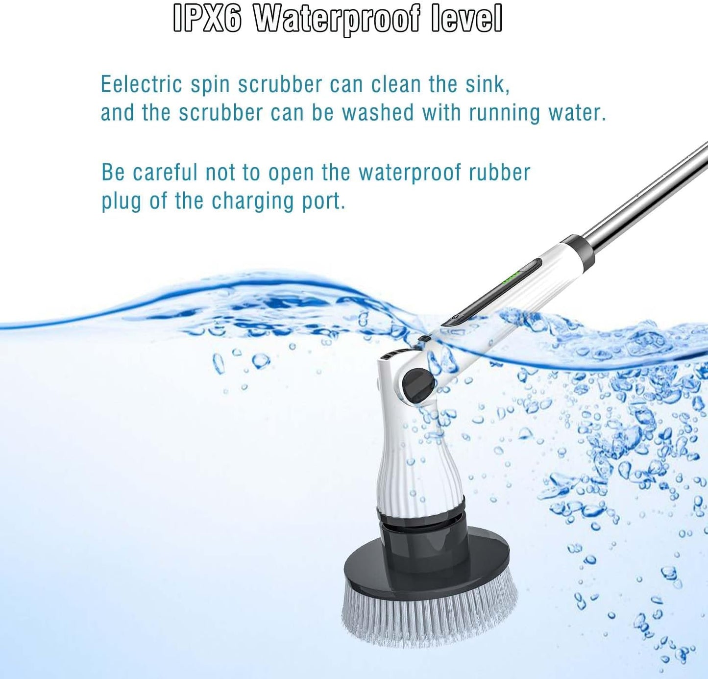 MGLSDeet Electric Spin Scrubber Scrub Brush, Rechargeable Cleaning Brush with 8 in 1 Replaceable Brush Heads, Cordless Power Spin Scrubber 90Mins for Bathroom Shower Bathtub Glass Car