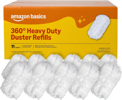 Amazon Basics 360° Heavy Duty Duster Kit with Extendable Handle and 6 Microfiber Plumes Refills for Pet Hair
