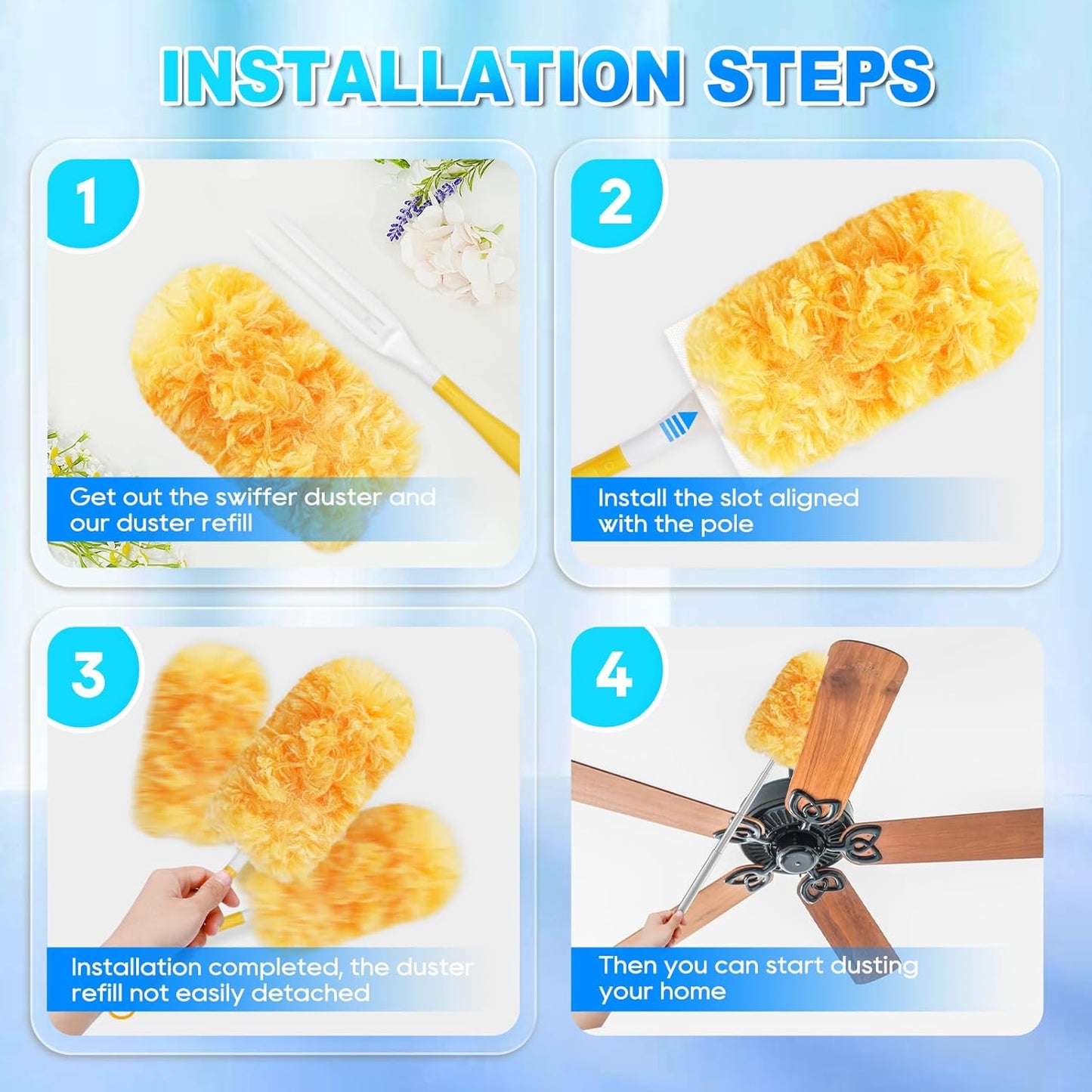 20 Count Duster Refill Compatible with Swiffer Hand Duster, Lavender Flavor Disposable Heavy Duty Duster Refills, Dusters Refills for Cleaning, Blinds & Ceiling Fan (Handle is Not Included)