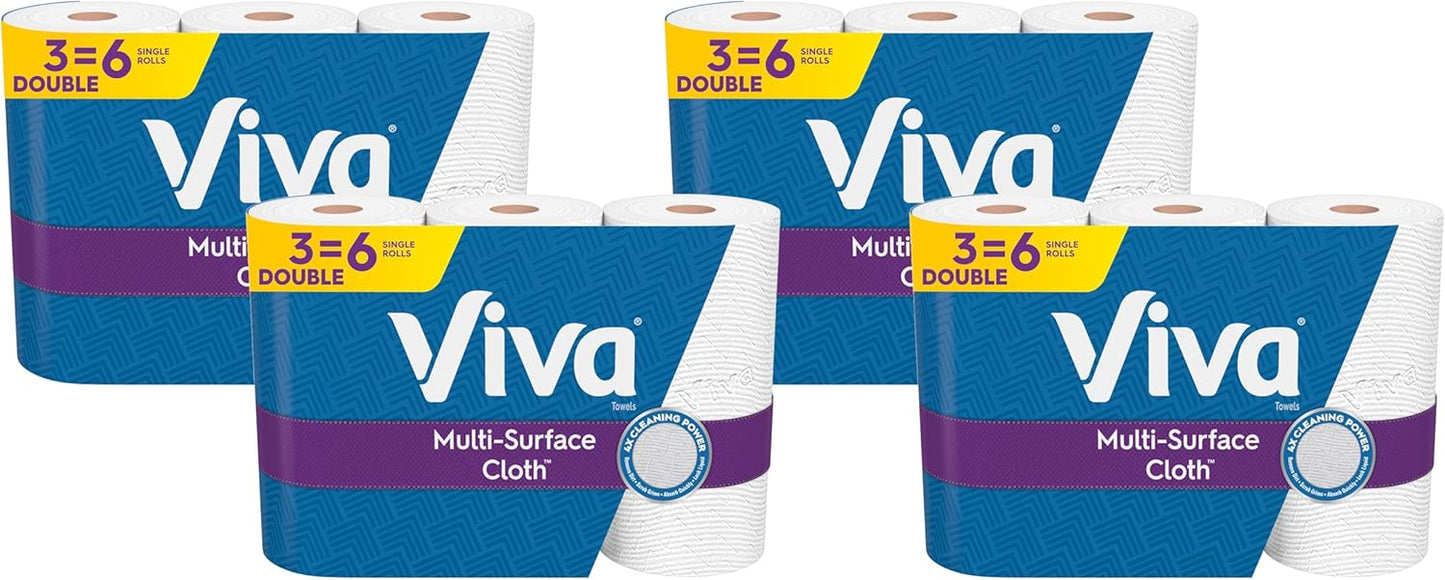 Viva Multi-Surface Cloth Paper Towels, Choose-A-Sheet Size, 12 Triple Rolls, 165 Sheets per Roll (Packaging May Vary)
