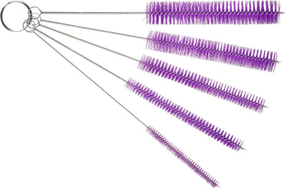 10" Tube Cleaning Brush Set, 5 Pack Large, Extra Long Nylon Straw Brushes with Flexible Handles for Bottles, Cleaning Straws, Pipe Cleaners, Keyboard, Glass, Guns, Detailing and Deep Cleaning, Black