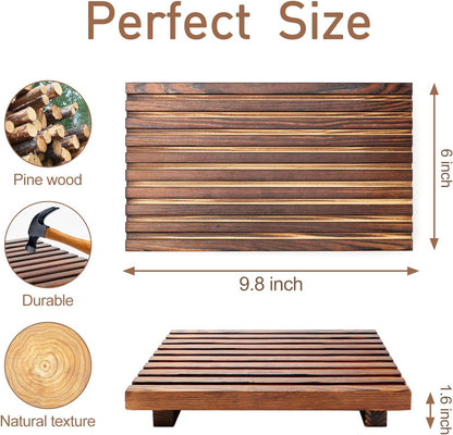 Renawe Small Kitchen Sink Soap Tray for Counter Soap Dish Dispenser Holder Wooden Risers Stand for Bathroom Decor Farmhouse Wood Pedestal Kitchen Accessories Countertop Vanity Counter Decorative Tray
