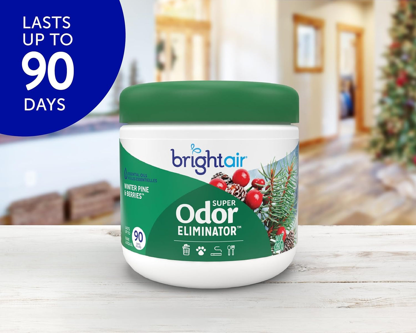 Bright Air 14 oz. Super Odor Eliminator, For Medium-Size Spaces, Cool & Clean Scent, Case of 6,Air Freshener, Natural Essential Oils, Lasts Up to 90 Days Each