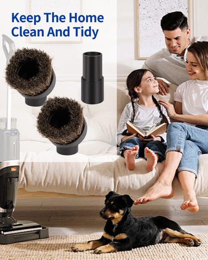 For Shark Vacuum Attachments, Round Horse Hair Vacuum Brush Attachment For Shark Vacuum Brush Attachment With 1-1/4” To 1-3/8” Adapter, For Dusting Car Seats & Upholstery, 3 Pack