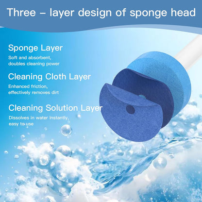Disposable Toilet Brush with 32 Refill Heads and Holder- Clean Brush Starter Kit with 1 Toilet Wand, 1 Storage Caddy and 1 Fragrant Tablet (1 + 32)