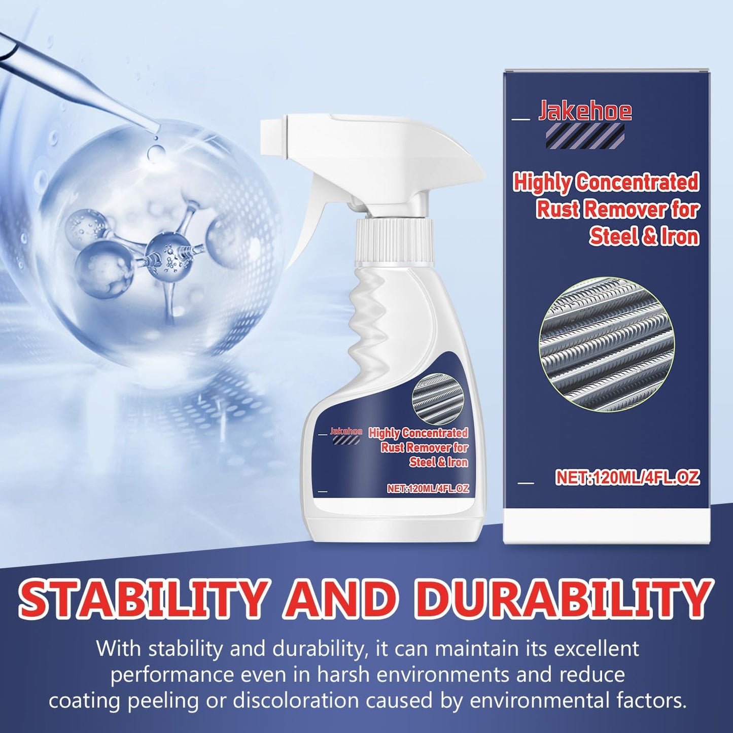 enterlent Heavy Duty Rust Removal for Metal,Multipurpose Rust Remover Spray,Stainless Steel Rust Remover Cleaner,Powerful Steel Rust Removal,Rust Converter for Various Metals Furniture