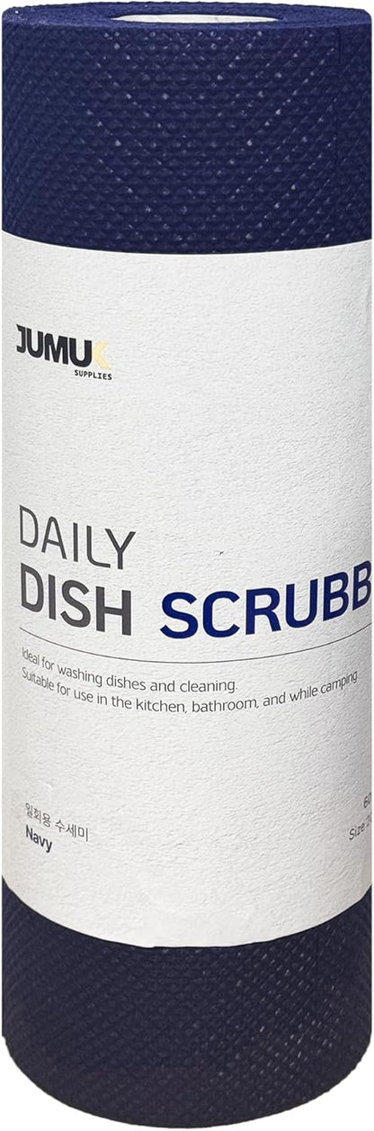Daily Dish Scrubber Sheet Non-Scratch Household Disposable Cleaning Sponges | Recyclable, Eco-Friendly & Perfect for Kitchen, Home Cleaning and Outdoor Use (1, Navy)