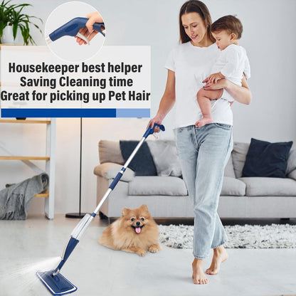 Mops for Floor Cleaning Wet Spray Mop with 14 oz Refillable Bottle and 2 Washable Microfiber Pads Home or Commercial Use Dry Wet Flat Mop for Hardwood Laminate Wood Ceramic