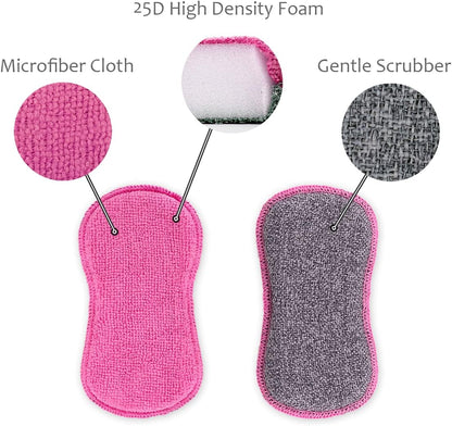 UPSTAR Dish Sponges Kitchen, Microfiber Cleaning Scrubber for Dishwashing, Sink, Basin and Multi-Pupose, Non-Scratch, Size.S Pack of 8