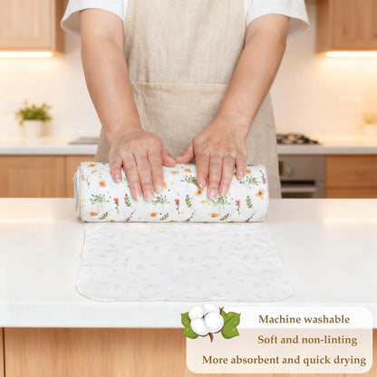 25 Pack Reusable Paper Towels, Paperless Towels Roll Washable Cotton Cloth for Kitchen Towels Zero Waste Products Alternative Paper Towels Alternative (Bohemian)