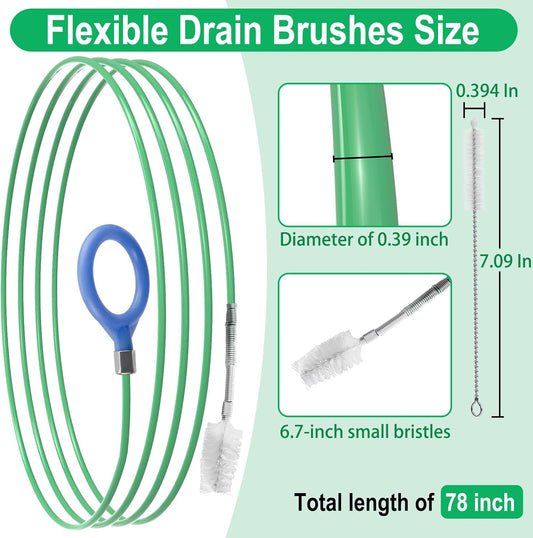 ecocstm Auto Sunroof Drain Cleaning Tool, 120 Inch Flexible Drain Brush, Sunroof Drain Cleaner with Pipe Cleaning Brush, Syringe Hose and Crevice Brush, Cleaning Tool for Drains, Sewers, Windshields