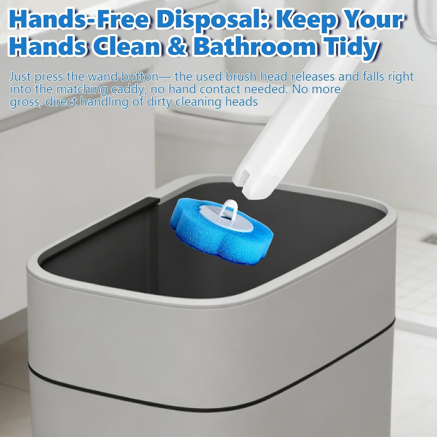 2 Pack Disposable Toilet Bowl Cleaner Wand and Holder Set, Toilet Brush Disposable with 48 Cleaner Refills Extended Handle for Toilet Bowl Cleaners Disposable, Bathroom Cleaning, Bathtub