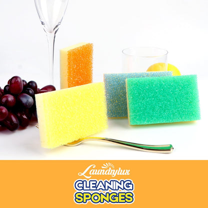 LAUNDRYLUX Scrub Sponge, Dual-Sided Temperature-Responsive Scrubber - Non-Scratch - Multipurpose Dish Sponges for Kitchens, Bathrooms, and Outdoor Use - 3 Pack