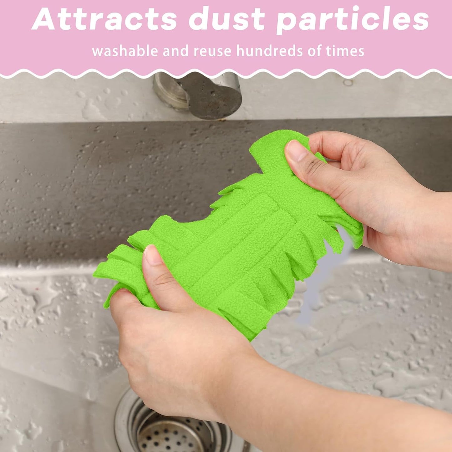 Zubebe 12 Pcs Duster Refill Reusable Fleece Duster Refills Feather Flat Dusters Multi Surface Washable Cleaning Pads Tools for Home, Blinds, Car, Pet, Furniture, Fans (Dark Color)