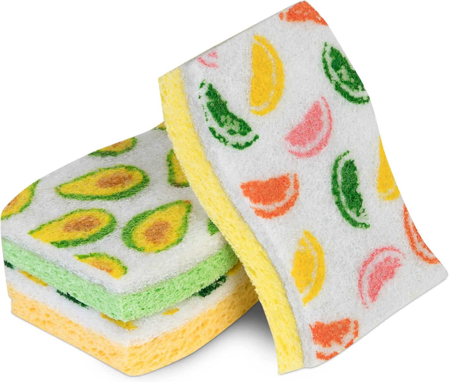 Smart Design Non-Scratch Cellulose Smart Scrub Sponge - Set of 9 - Ultra Absorbent - Ergonomic Shape - Cleaning, Dishes, & Hard Stains - Cool Geometric Pattern - Blue, Pink, Purple
