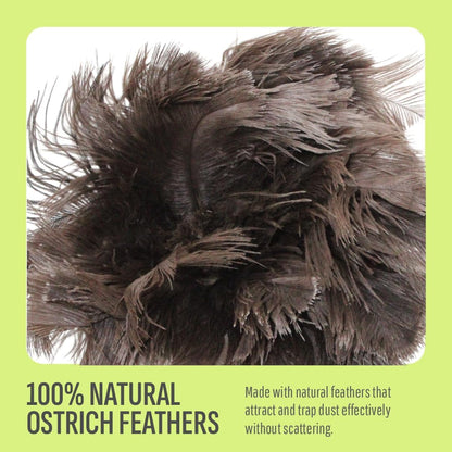 Retractable Feather Duster 8-14 in Adjustable - Natural Feather Dusters for Cleaning Ceiling Fans, Blinds, Plantation Shutters, Walls & Furniture - Quality Checked in USA - 1 Pack