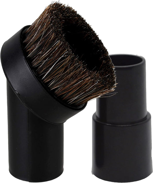 Round Dust Brush 25mm Soft Horse Hair 1.25” Vacuum Attachment Replacement with 1-1/4" to 1-3/8 Horse Adapter