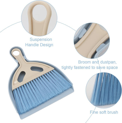 Mini Dustpan and Brush Set Portable Small Broom with Dust Pan Handheld Hangable Whisk Broom and Dust Pan for Home, Kitchen, Table, Office, Car 1 Pcs (Green)