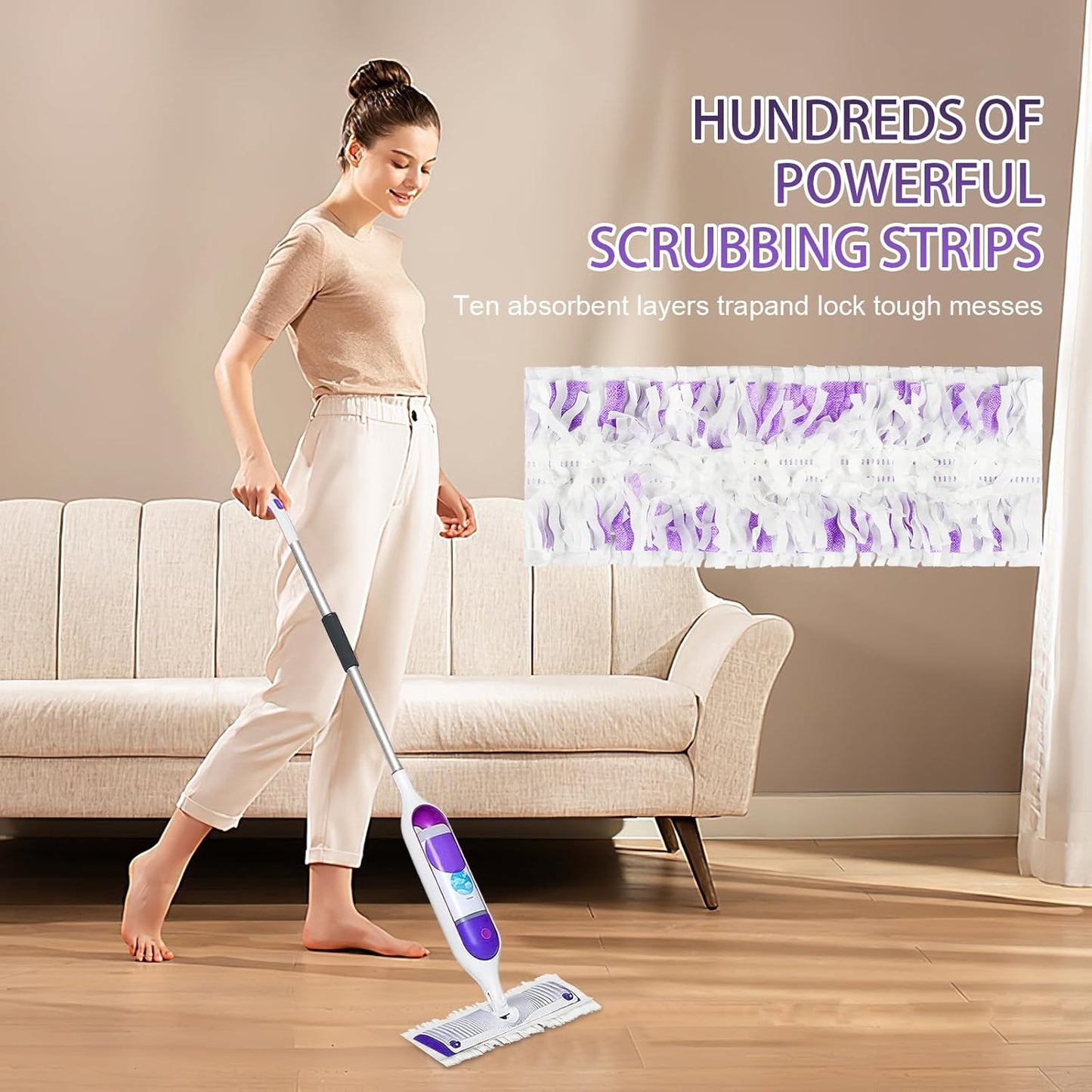 42 Count Disposable for Swiffer Wet Pads Refill Replacement for Swiffer WetJet Spray Mop, Extra Strong Dirt Locking and Water Absorbent, Powerful Stain Removal