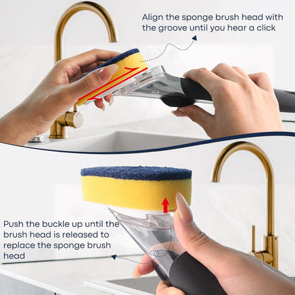 Sponge Brush Refills for OXO Dish Brush, 8 Pack Soap Dispensing Dish Refills, Scrub Replacement Head for Scrubber, Sponge Replacement Head Fits Soap Dispensing Handle