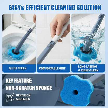 50 PCS Toilet Bowl Wand Refills, Replacement Heads for Bathroom Washroom Cleaning Pads, Disposable Toilet Brush Refills Compatible with Household Brush Scrubber Cleaning Refill Lavender Breeze Purple